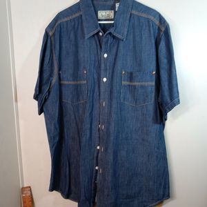 Men's Liberty Blues Jean Co. Cotton Button-up Shirt Denim size  2XL 79-1044-1